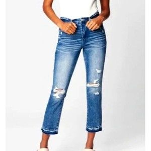 BLANK NYC The Madison Crop Raw Hem Distressed Jeans Sz 29